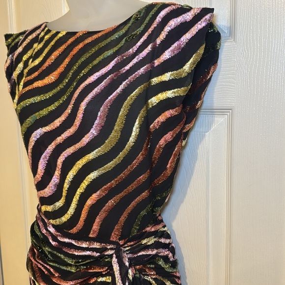 Vintage 80’s Vicky Tiel Black Velvet & Silk Cocktail Dress Size 10 Vintage - Picture 6 of 16